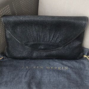 Lauren Merkin Black Metallic Evening Clutch 🍸🥂
